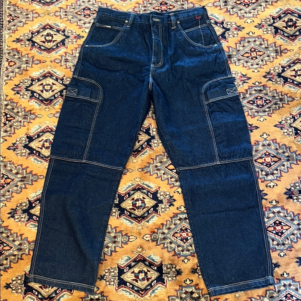 Fubu The Collection 38 x 34 Dark Blue Cargo Jeans